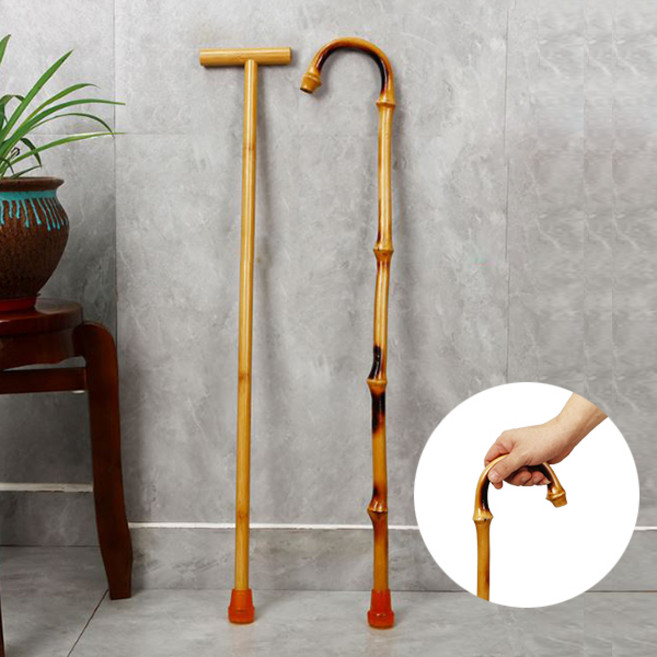대나무 원목 나무 부모님 할머니 할아버지 초경량 가벼운 지팡이 등산 보조 보행 스틱 생신 선물, 1개, U형