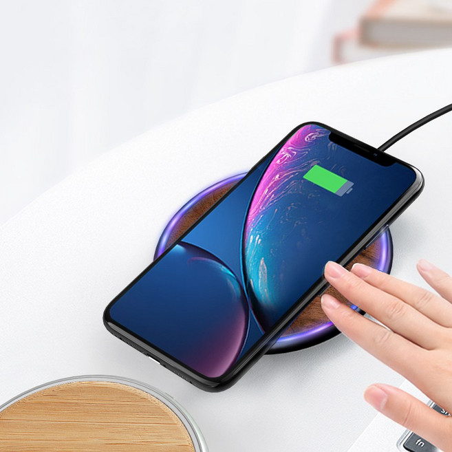 유리 글로벌 15W 갤럭시 S8 S9 S10 + 노트 8 9 10 LG G8 G7+ V30 V40 V50S 아이폰 XR XS 초고속 원목 무선충전기 패드, 1개, 10W단풍나무
