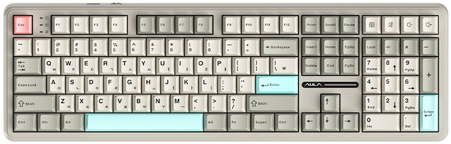 AULA F108 유선 독거미 한글 기계식 키보드 펀키스 국내 정품 라이트 그레이 저소음 바다축, 갈축