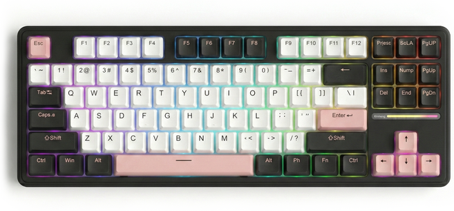 Nodal M87 유무선 3모드 텐키리스 기계식키보드 핫스왑, 코코넛화이트축, 블랙