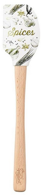 Tovolo Spatulart 'Booked & Baked' 나무 손잡이가 달린 실리콘 주걱 - BPA 프리 내열성 베이킹 믹싱 및 식사 준비에 이상적 372128, Herbs & Spices