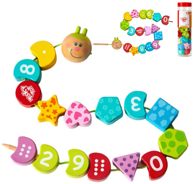 애벌레 실꿰기 숫자놀이 수세기 장난감 교구 수업용 어린이집교구 3살여아, 1개