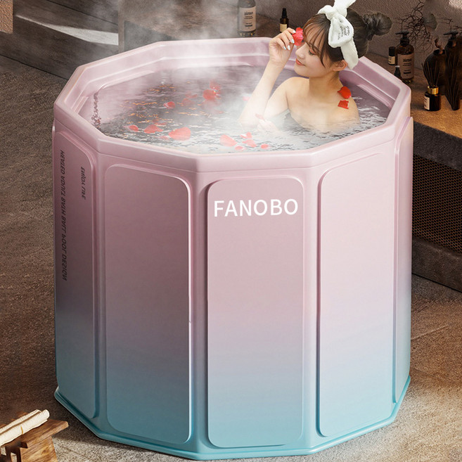 2위 - FANOBO 욕조 무조립 접이식 욕조 지름 70cm 이동식욕조 반신욕, 핑크 블루 그라데이션, 1개