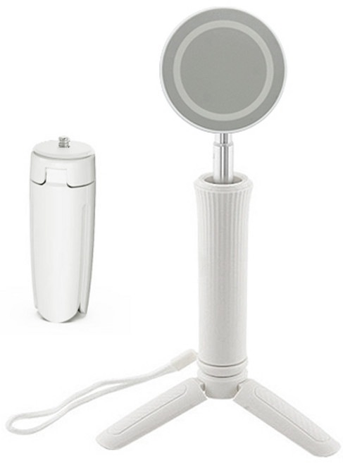 1상2템 360도 회전 맥세이프 미니 삼각대 기내용 거치대, 화이트