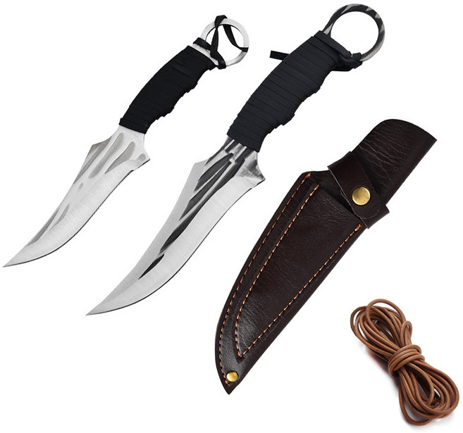 수제 쌍칼 단조 캠핑 등산 식칼 뼈칼 나이프 T6, 1개