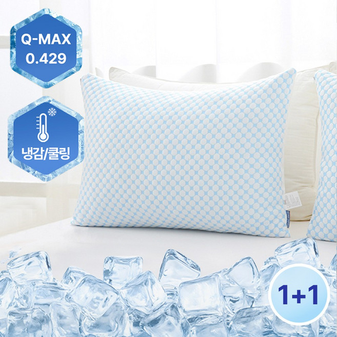 헤르티만 목편한 숙면 메모리폼 경추베개, 2개, 블루&화이트