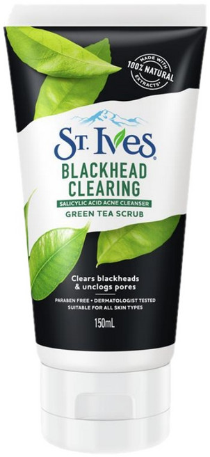 세인트 이브스 블랙헤드 클리어링 그린티 페이스 스크럽 150ml St Ives Clear Scrub Green Tea, 150g, 1개