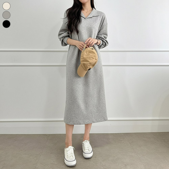 블레스유 여성 카라원피스 롱원피스 홈웨어 빅사이즈 원피스 임산부 롱 긴팔원피스