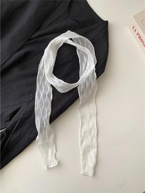 젬버트 여성 쉬폰 플리츠 링클 시스루 롱 스카프 여름 머플러