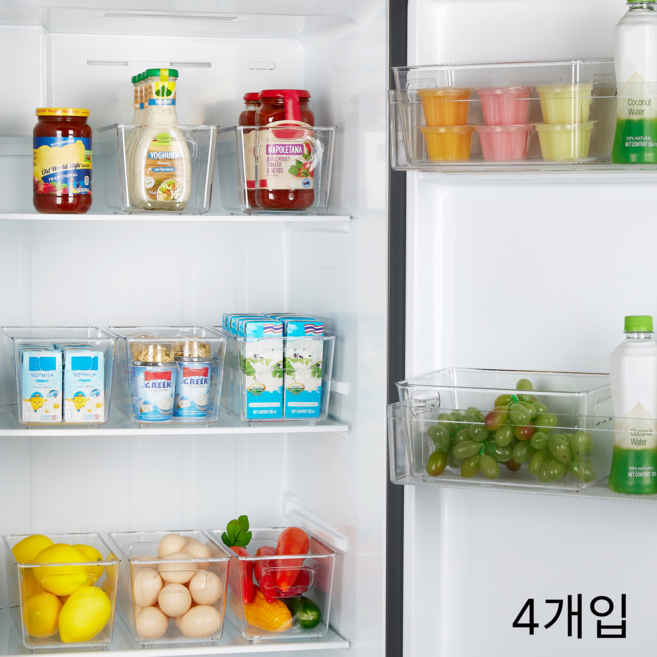 Vtopmart 다용도 수납 트레이 바구니 정리함, 4개, 투명