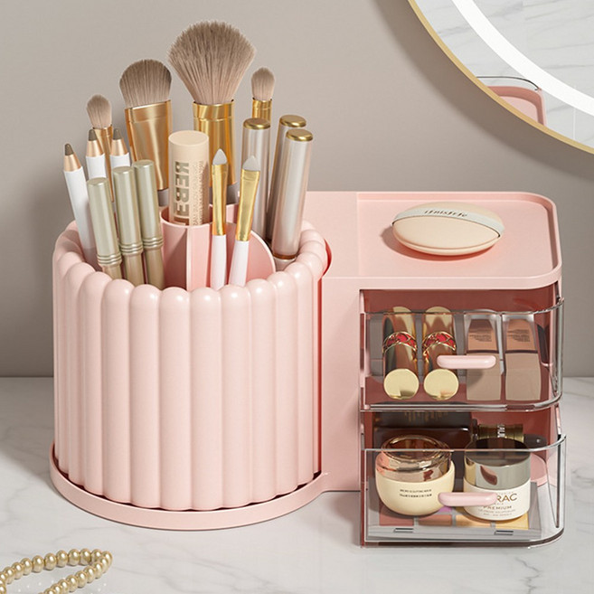 화장품 함 브러쉬 꽂이 립스틱 수납 정리 핑크 서랍, 1개, 상세페이지 참조