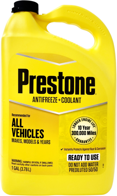 Prestone 百適通 水箱精 50/50 預混型，適用所有車輛，十年三十萬英里保固，防鏽防腐蝕，避免引擎過熱, 1瓶, 共用