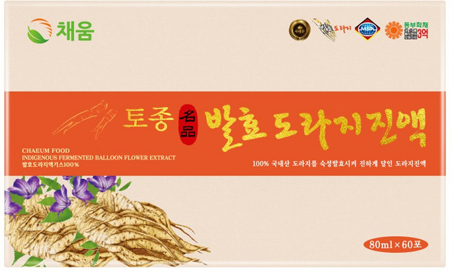 채움웰 토종 발효 도라지진액 도라지즙, 80ml, 60개