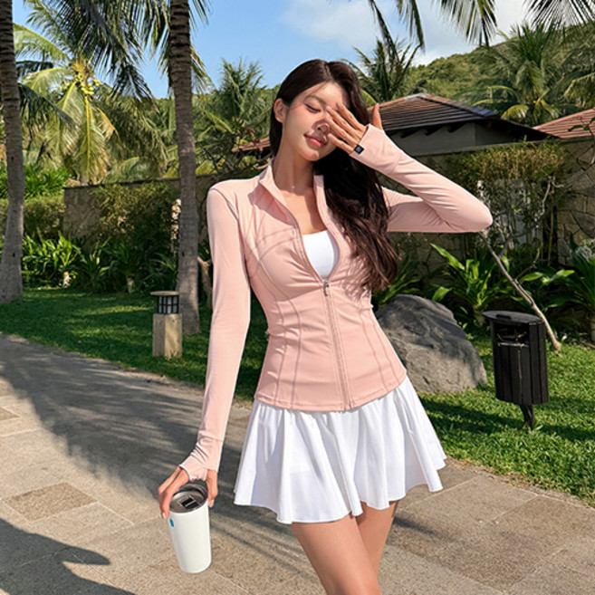 [자체제작] 비바럽 여성 집업 래쉬가드 자외선차단 긴팔 수영복 SW20271F, 핑크/L[77]