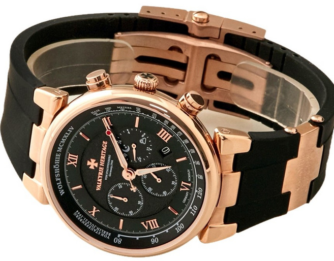 발키리 헤리티지 VALKYRIE HERITAGE V-7090GNB (로즈골드) 남성용 시계 + 블랙메탈밴드 + 실리콘밴드