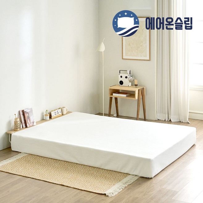 100%국내생산+E0헤드보드+양면본넬매트리스 세트구성 S SS D Q K 에어온슬립, 본넬플러스+선반, 24cm, 중간