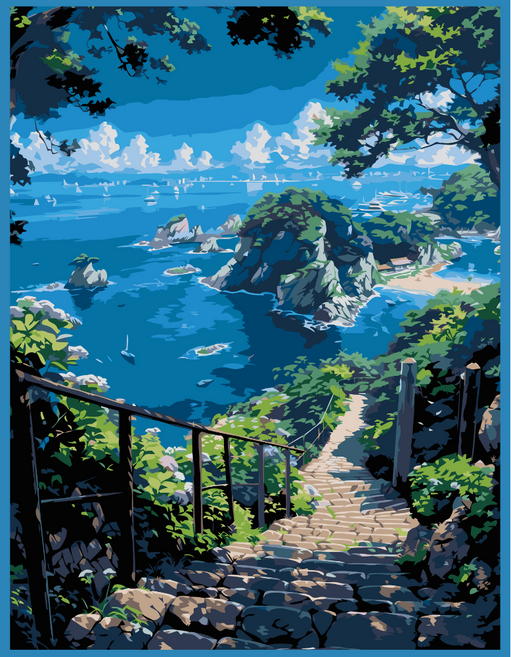 온메이드 DIY 명화그리기 그림그리기 세트 MD-220, 1개, 29 해안 산책길