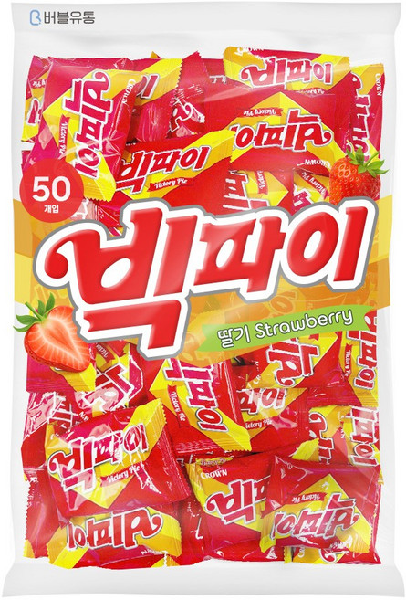 크라운 빅파이 딸기 초코 대용량 과자 50개(개별포장), 50개