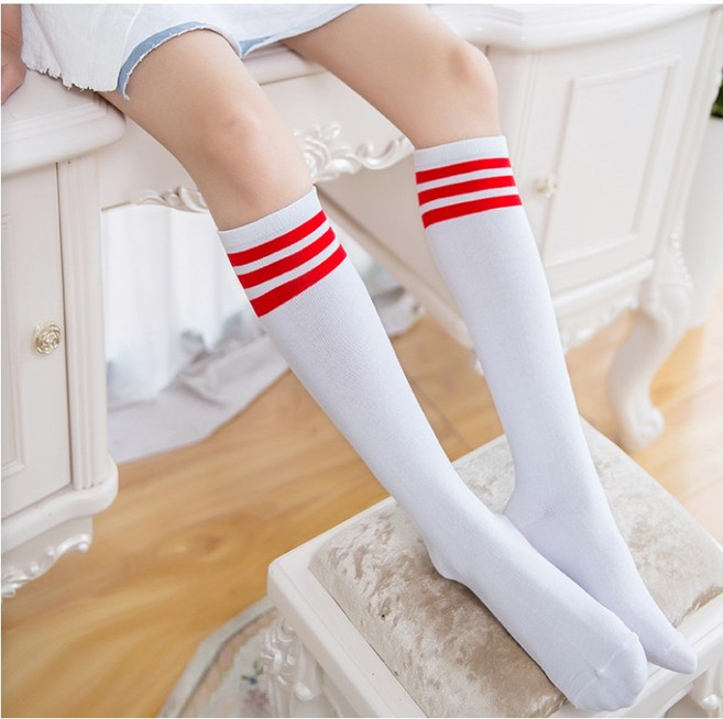 여성 컬러 니삭스 삼선 반타이즈 무릎 양말