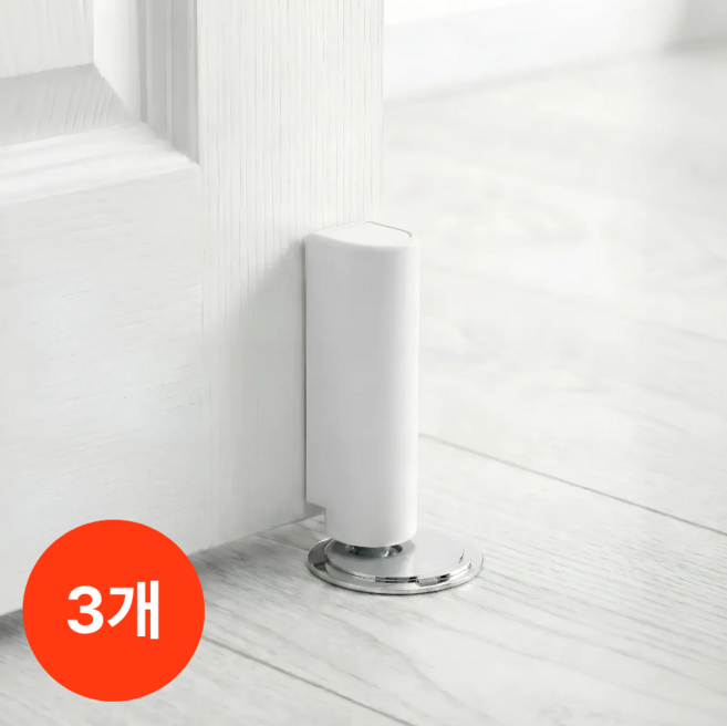 무타공 방문 도어스토퍼 강력 자석 초슬림 방문고정, 3개, 화이트