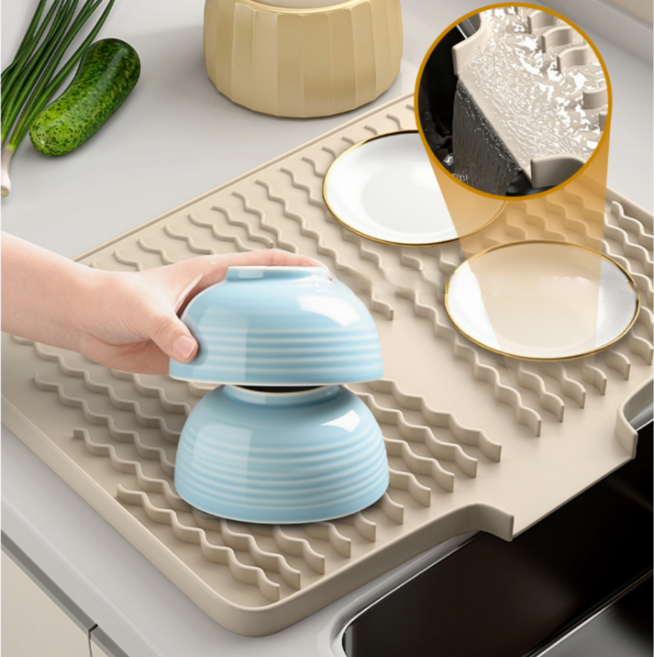 뤼민 실리콘 식기 건조 매트 식기건조매트 실리콘 건조매트, 크림화이트, 1개, 1단
