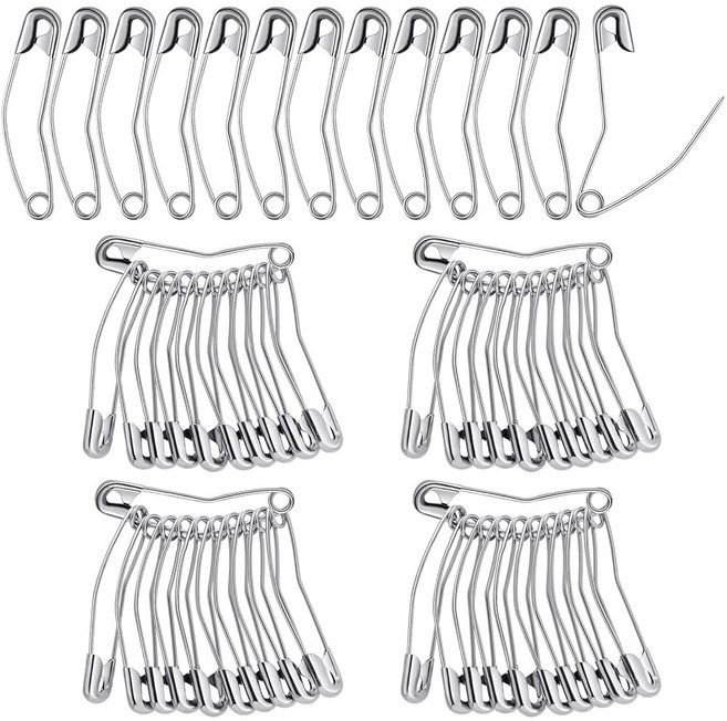 Cindeer 200 카운트 곡면 안전 핀 사이즈 3 2 / 50mm 퀼팅 바스팅 및 뜨개질용 굽은 (슬리버), 1 5 Inch, Sliver