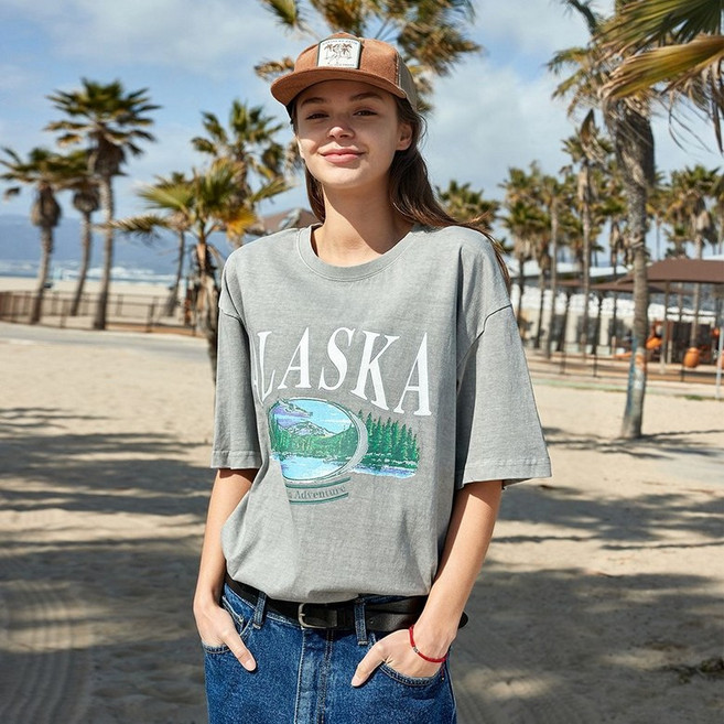 플루크 티셔츠 [남여공용 반팔티셔츠] 알레스카 피그먼트 반팔티 FST722 / 5color W 오버핏