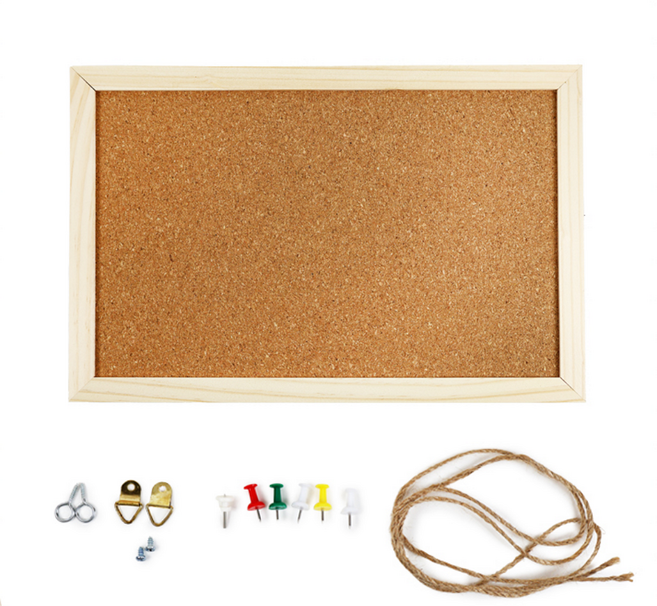해피J보따리 코르크 게시판 세트 주방 현관 아이방 체크리스트 사진 메모꽂이 다용도 메모보드판, 코르크,우드, 몰딩고리,고정핀,끈