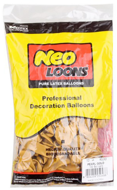 네오텍스 13cm 라운드풍선, 펄 골드, 100개