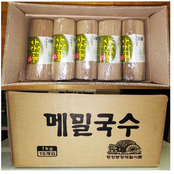 봉평원 메밀 국수- 1Box(1kgx15개)업소용(막국수 소바국수 모밀국수) 업소전문용, 15개, 1kg