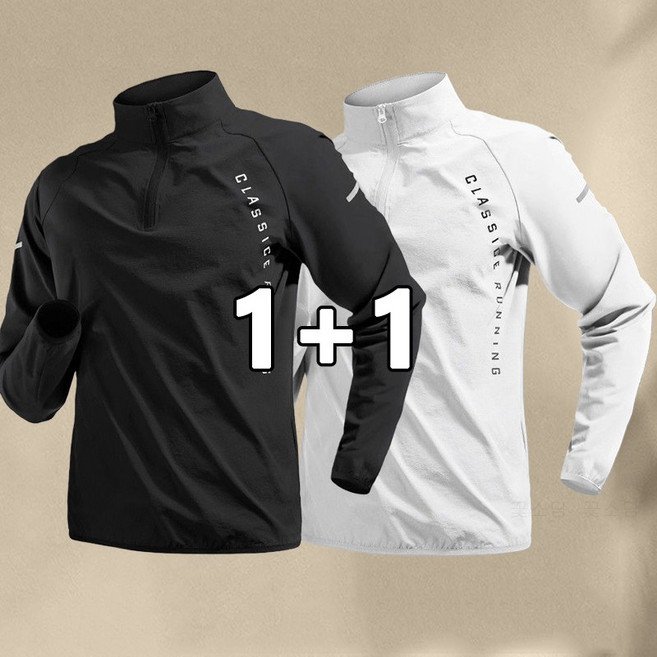 꽃소담 남성 1+1 105kg까지 빅사이즈 헬스 운동복 하프집업 트레이닝탑 긴팔 티셔츠 남녀공용 HZHF26A155