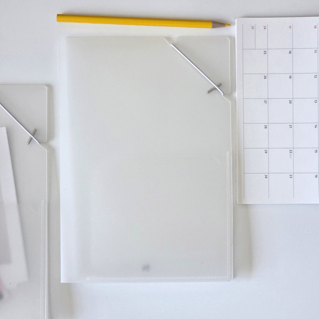 모뉴 A5 투포켓파일 단단한 두꺼운 밴드 초등 L자 화일 서류정리 영수증 티켓 보관함 A4 겸용 휴대용 학교준비물, 1개, 클리어