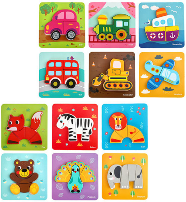 투키토이 미니퍼즐 동물 ＆ 교통 세트, 1개