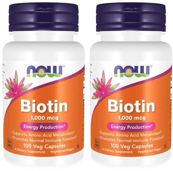 NOW Foods 生物素1000mcg能量膠囊, 100顆, 2罐