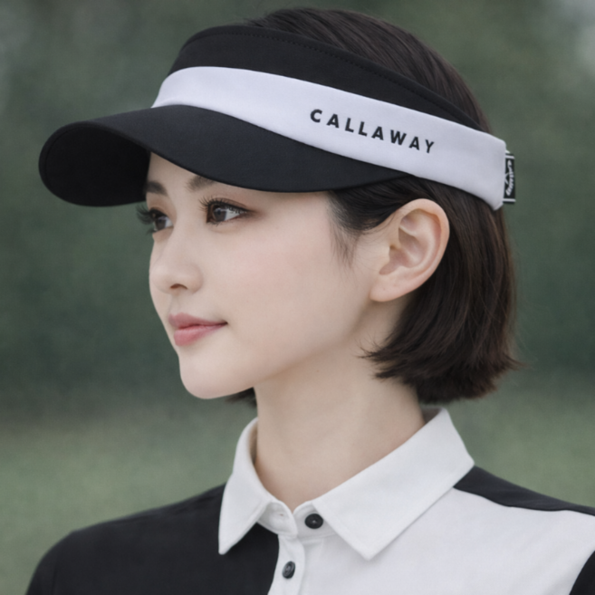 캘러웨이 비비드 여성 썬 캡 바이저 골프 모자, 1개, B블랙
