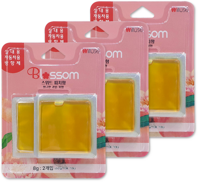 윌유즈 블라썸 실내용 차량용 방향제 스위트피치, 16g, 3개, 스위트 피치