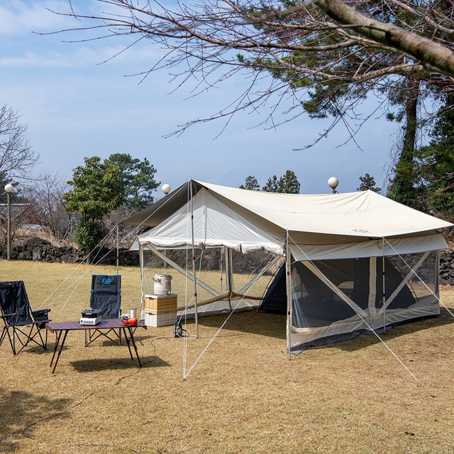 제드 마티렉타타프 스크린 세트 대형 블랙코팅 장박 풀세트 5.5x4.4m 크림
