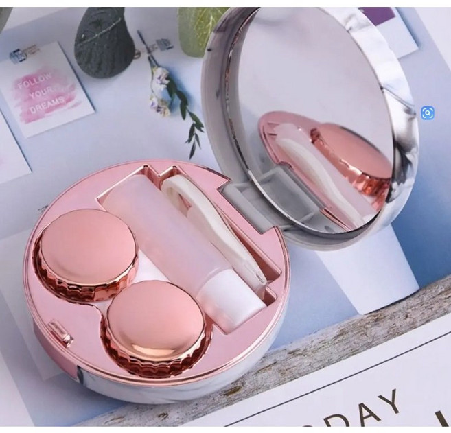 비엘스키 렌즈케이스 렌즈통 하드렌즈 렌즈 세척, 1개, 로즈골드 GD03088