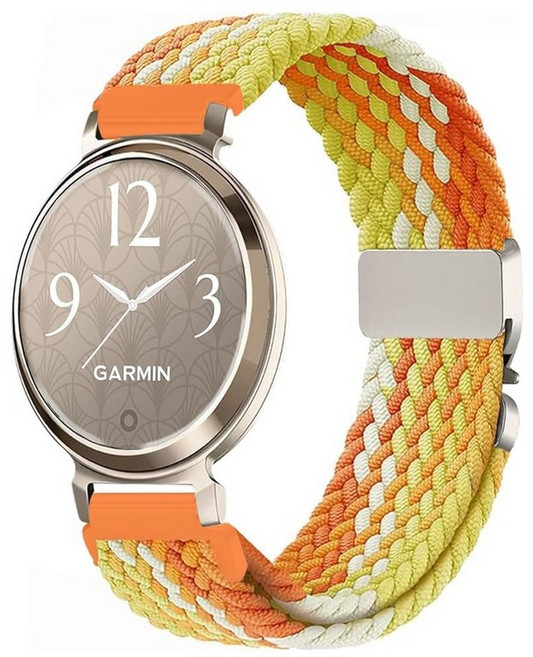 Issinlky Garmin Lily 2와 호환되는 나일론 브레이드 밴드 여성용 14MM 교체용 탄성 스트랩 140417, Fragrant Orange