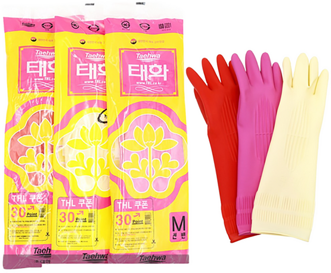 태화 고무 장갑 선밴 중(M), 핑크, 20개