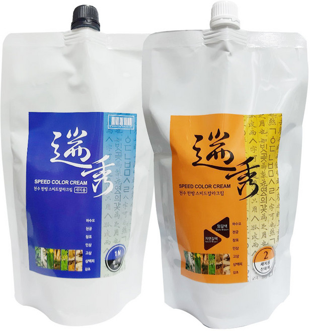 천수 한방 스피드 칼라크림 1제500g+2제500g/암모니아없는 염색 새치염색, 1N 블랙, 1개