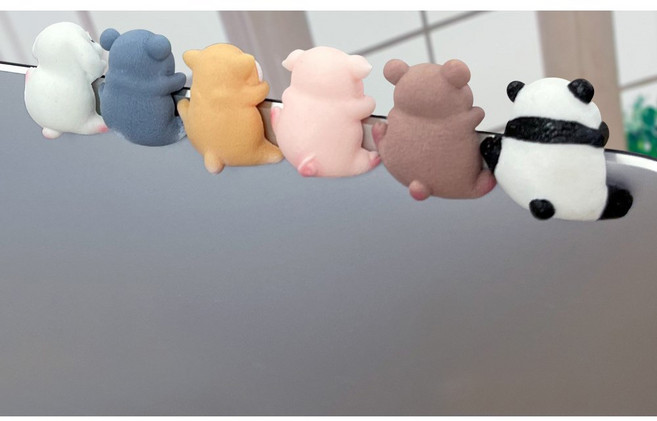 까마느 모니터 피규어 작은 동물 인형 모형 예쁜 인테리어 소품 장식 세트, 6개