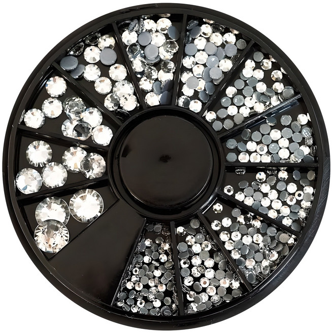 바르나 라인석 크리스탈 네일 파츠 12종 세트, 라인석 크리스탈파츠, 1개