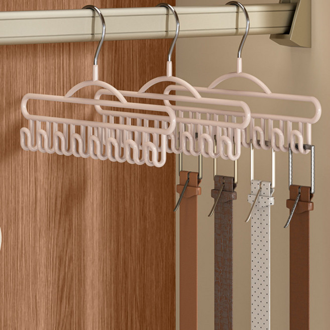 라라민 다용도 옷걸이 넥타이 벨트 스카프 나시 정리 걸이, 라이트 핑크, 2개