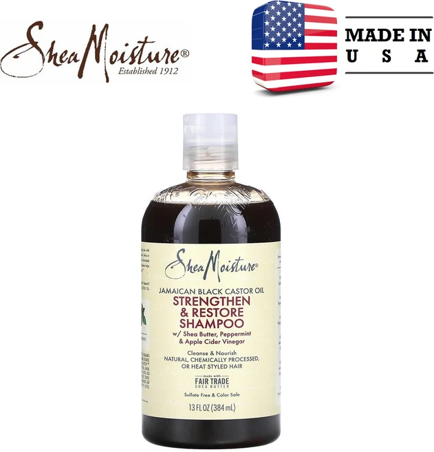 SheaMoisture 자메이카산 블랙 캐스터오일 강화 및 회복 샴푸 384ml (13fl oz), 1개 - 쿠팡
