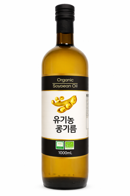 [상우] 프리미엄 유기농 NON-GMO 냉압착 식용유(콩기름), 2개, 1L