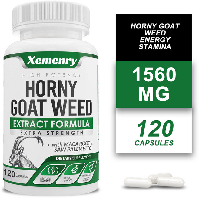 음양곽(Horny Goat Weed) 남성 건강 테스토스테론 부스터 에너지 및 지구력 향상, 1개, 120정