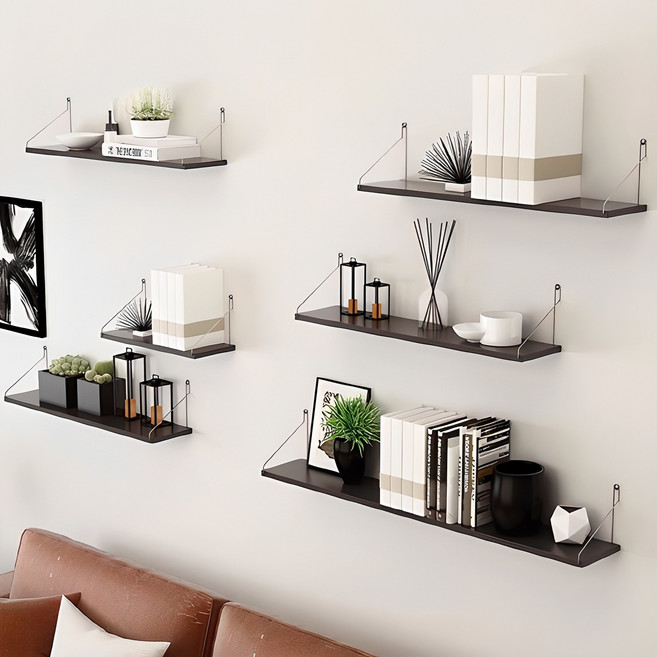 못없이 인테리어 벽선반 설치세트 포함, 블랙