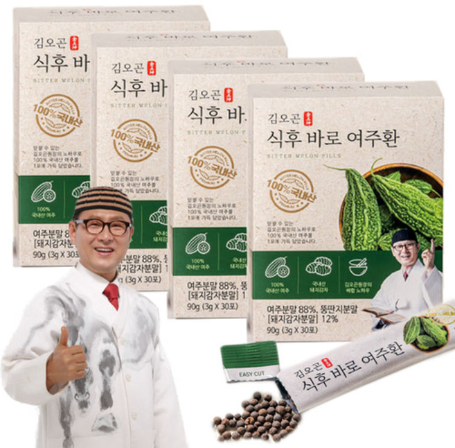 김오곤 식후 바로 여주환 3g 120포(4개월분)+체험분10포, 90g, 4개