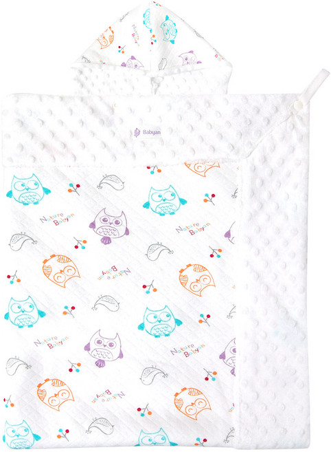 베이비앙 신생아 유아 아기 블랭킷/후드형 스노우 블랭킷(겉싸개 겸용), 5.후드형 부엉이 블랭킷, 1개